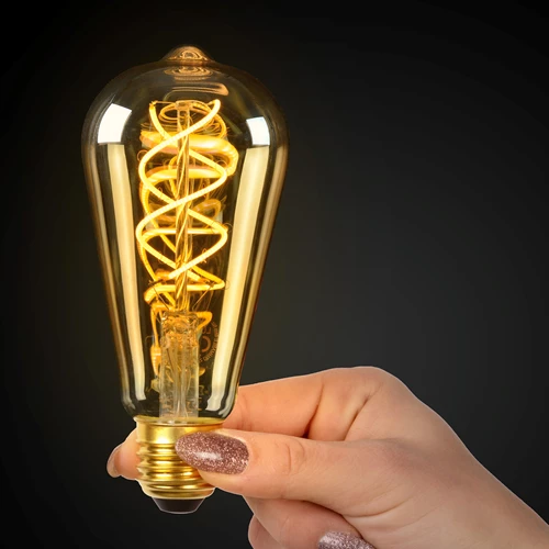 Lucide ST64 TWILIGHT SENSOR - Filament bulb - Ø 6,4 cm - LED - E27 - 1x4W 2200K - Day/Night Sensor - Amber - atmosphere 1